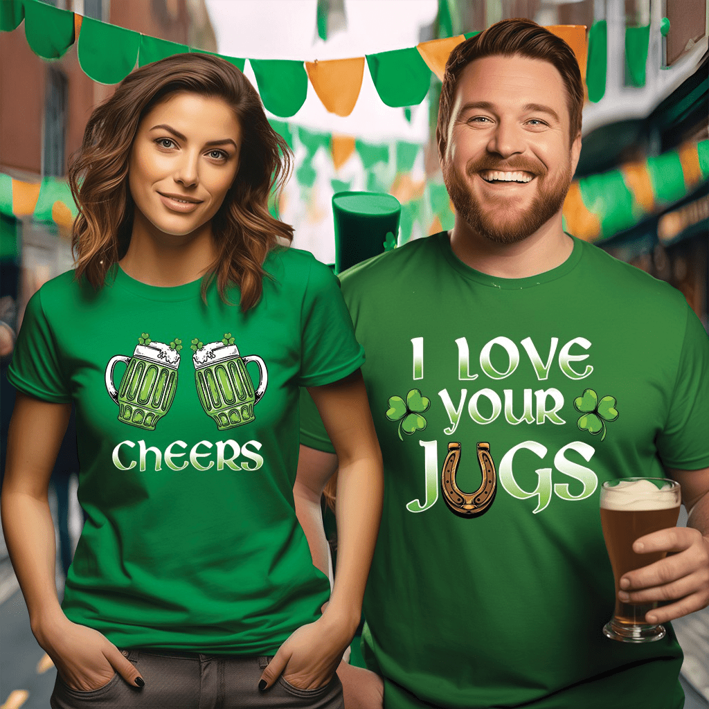 Cheers & I Love Your Jugs 2024 Couples Drinking Shirts